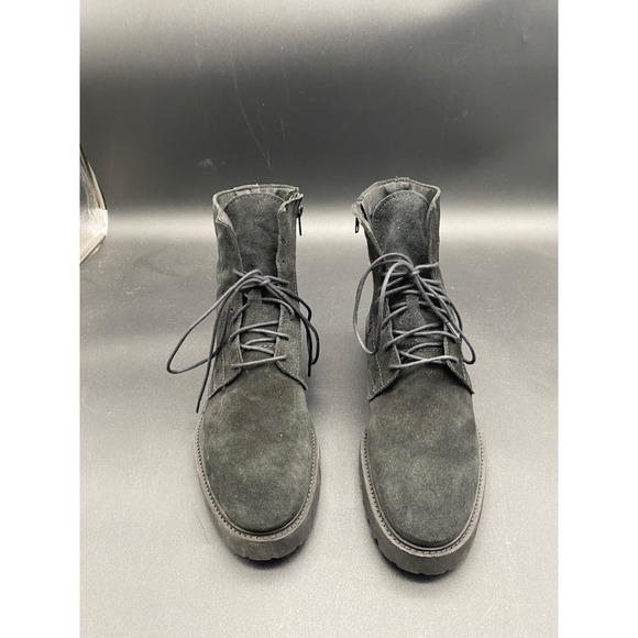 Zara Man Black Suede‎ Lace Up Side Zip Combat Boots Lug Sole Size 43 Mens 10 main image 12